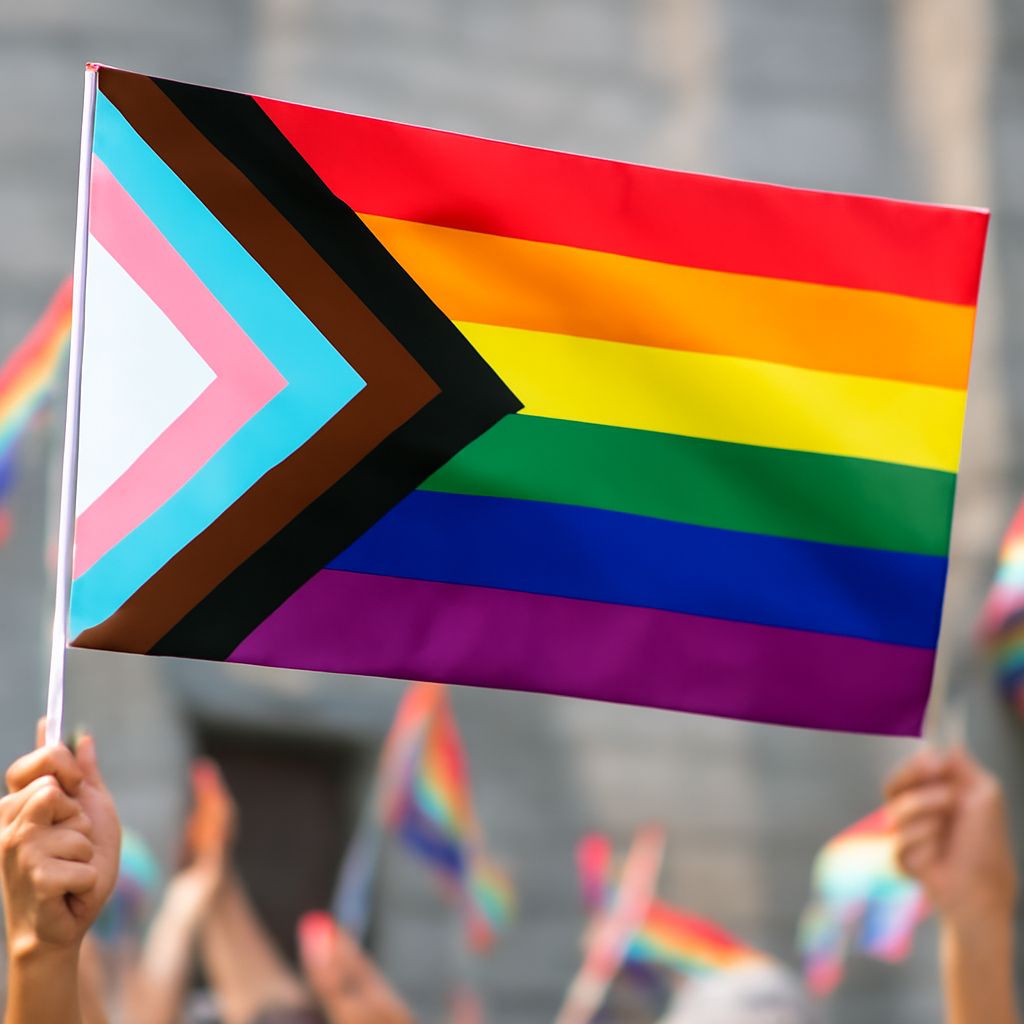 LGBTQ flags and new pride flag